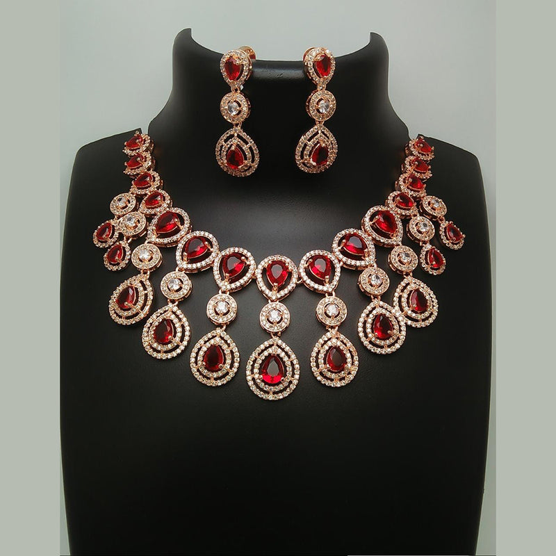 Manisha Jewellery Rose Gold Plated AD Stone Necklace Set