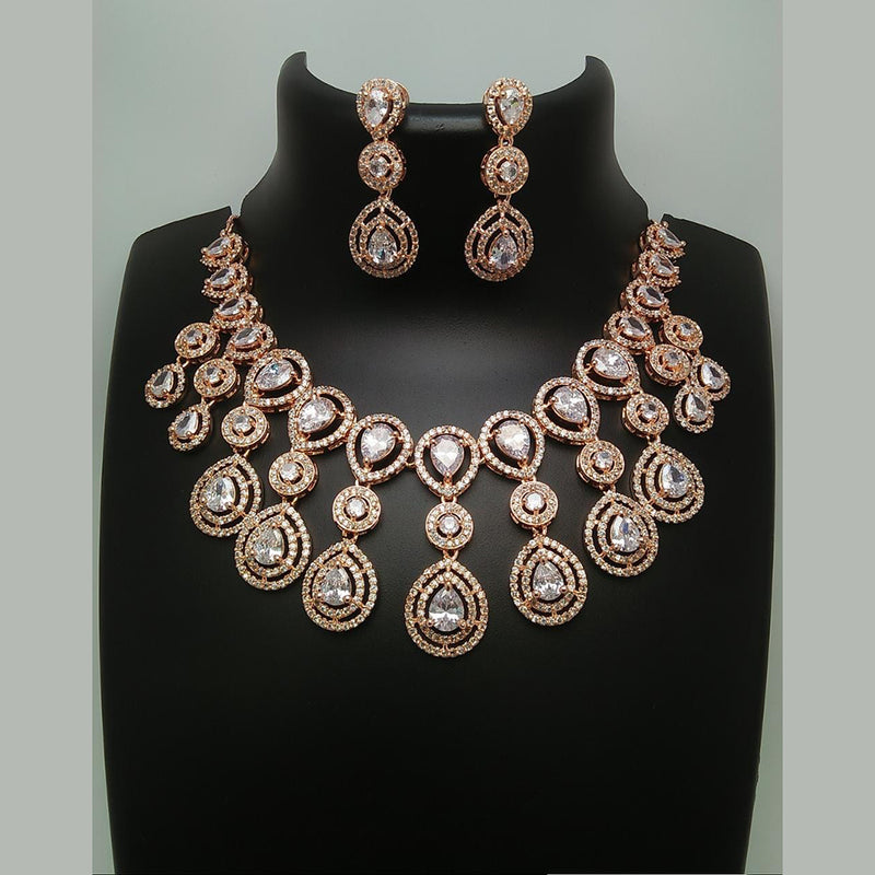 Manisha Jewellery Rose Gold Plated AD Stone Necklace Set