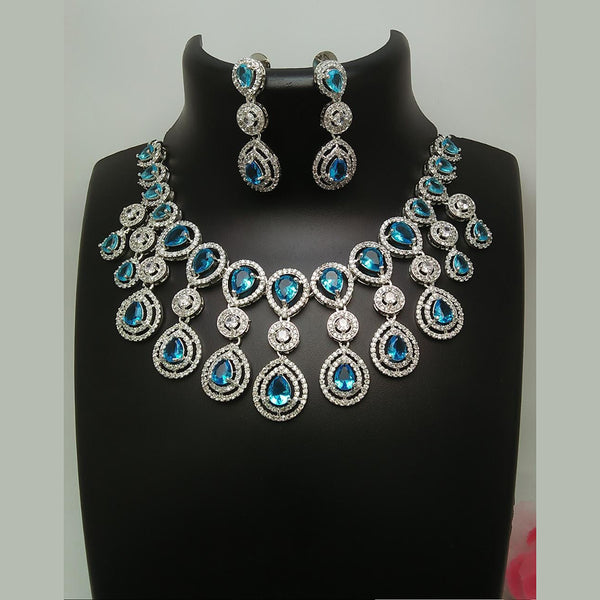 Manisha Jewellery Silver Plated AD Stone Necklace Set