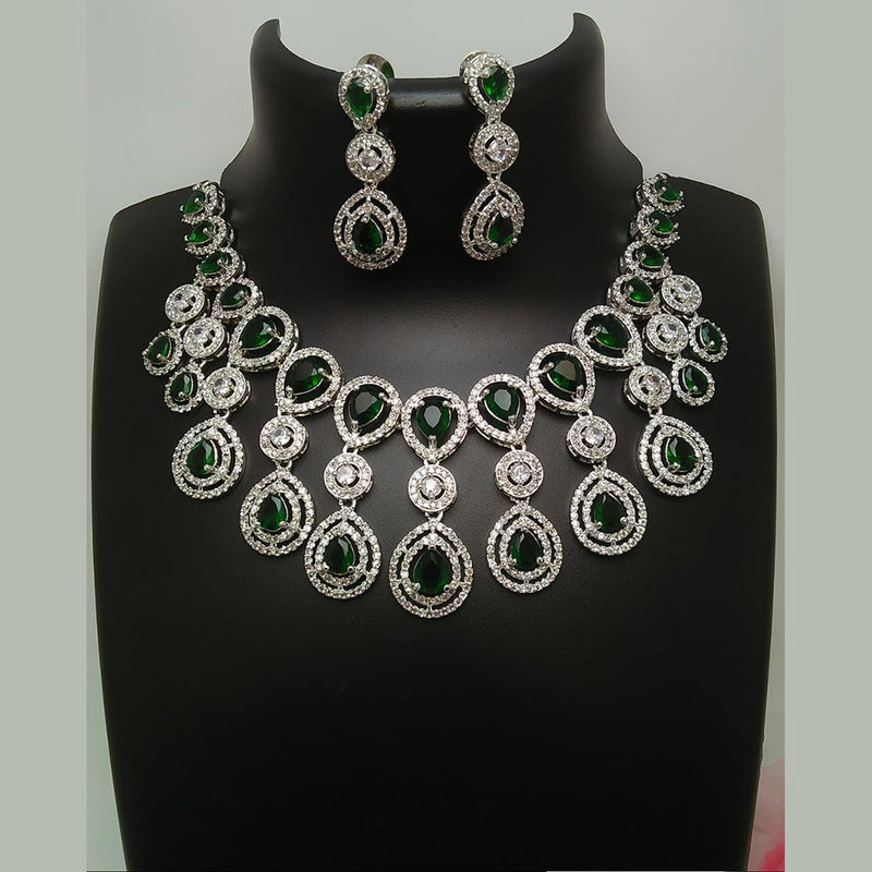 Manisha Jewellery Silver Plated AD Stone Necklace Set