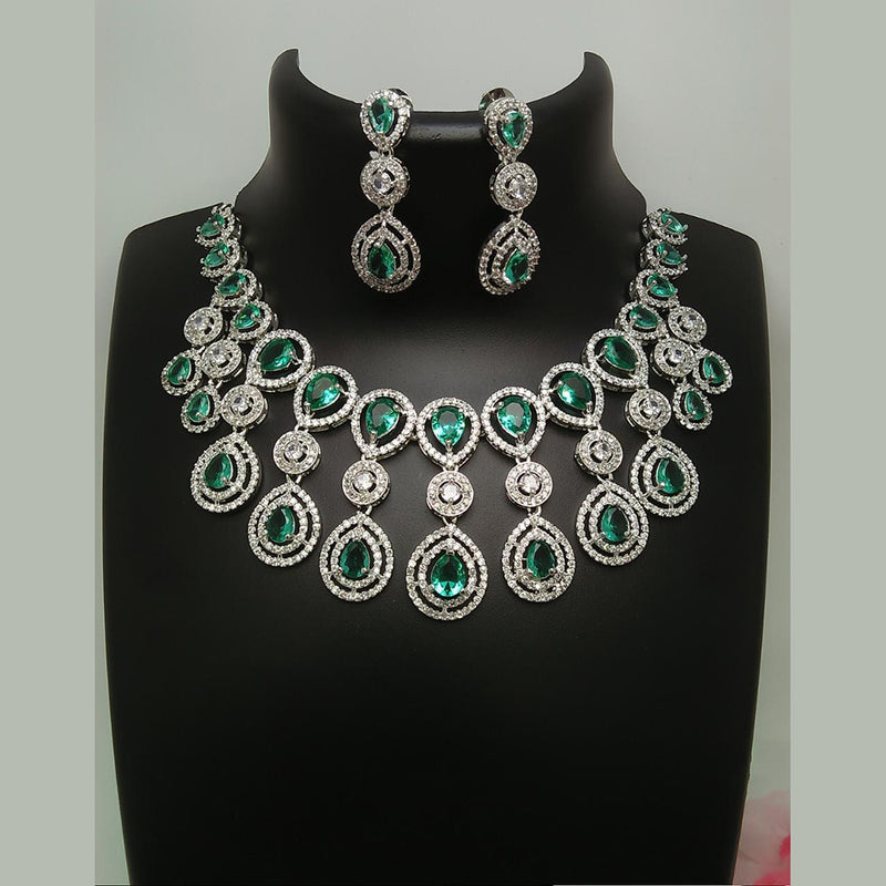 Manisha Jewellery Silver Plated AD Stone Necklace Set