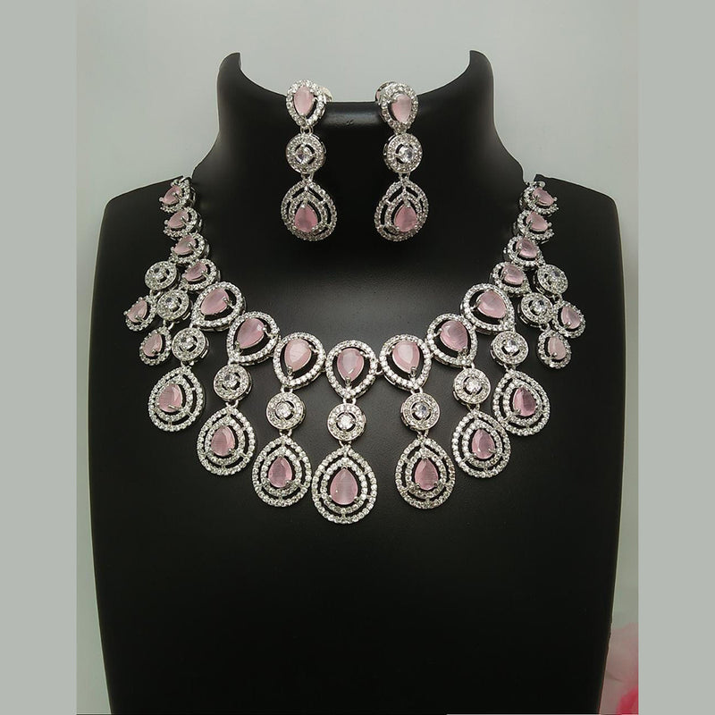 Manisha Jewellery Silver Plated AD Stone Necklace Set