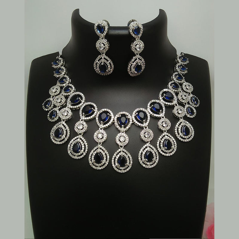 Manisha Jewellery Silver Plated AD Stone Necklace Set