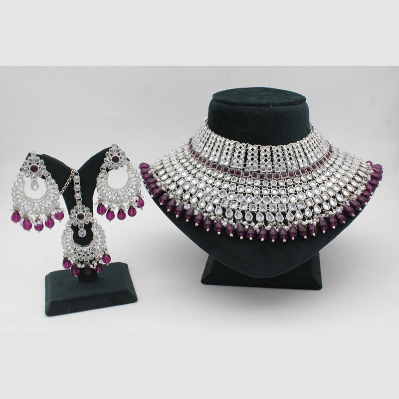 Manisha Jewellery Silver Plated Crystal Stone Necklace Set