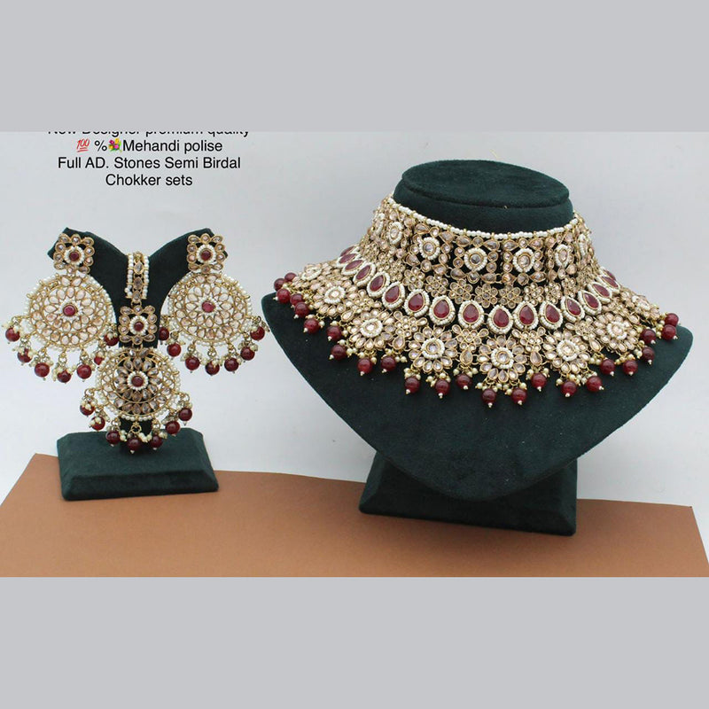 Manisha Jewellery Gold Plated AD Stone Necklace Set