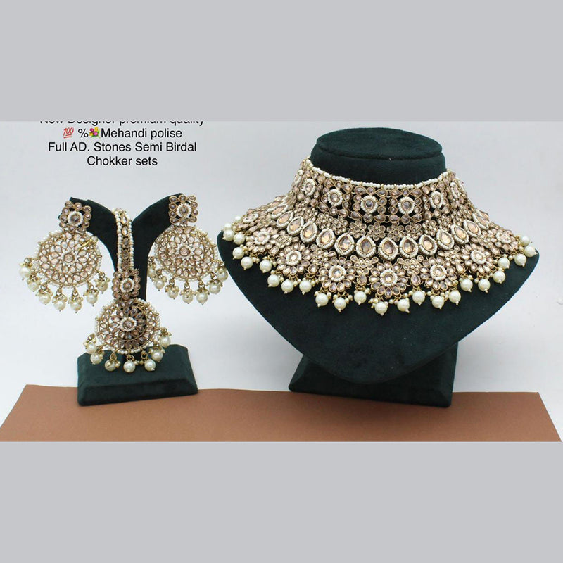 Manisha Jewellery Gold Plated AD Stone Necklace Set