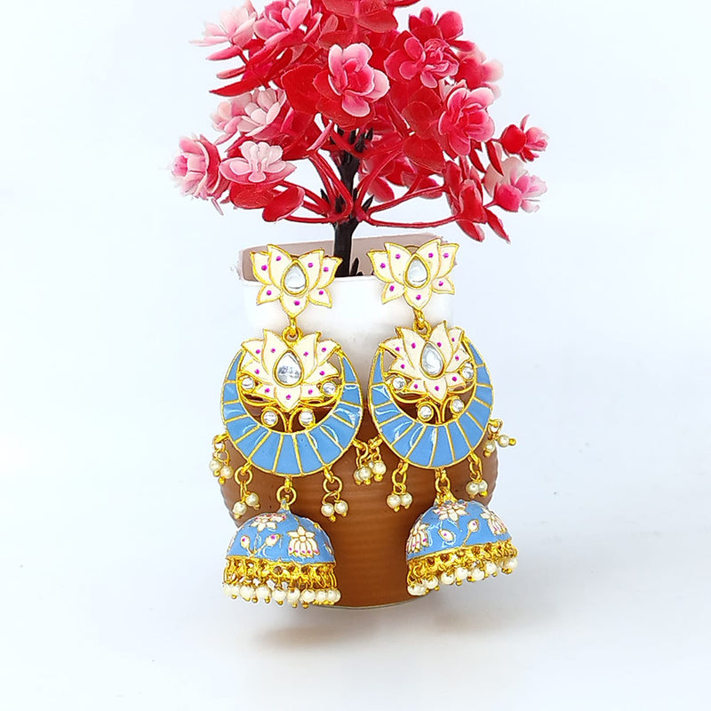 Manisha Jewellery Gold Plated Meenakari Jhumki Earrings