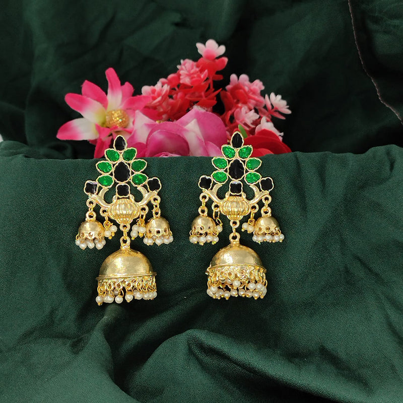 Manisha Jewellery Gold Plated Meenakari Jhumki Earrings