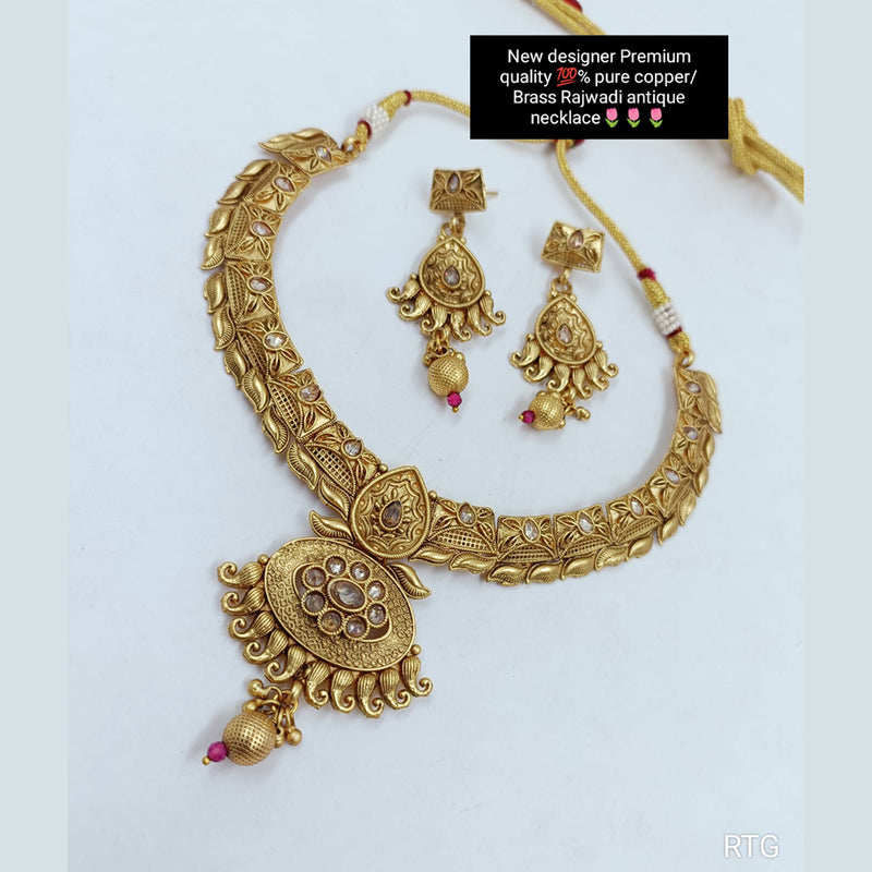 Manisha Jewellery Copper Gold Pota Stone Necklace Set