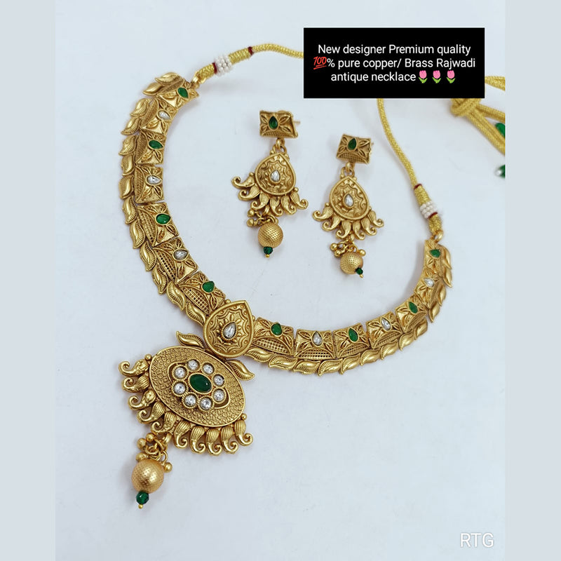 Manisha Jewellery Copper Gold Pota Stone Necklace Set