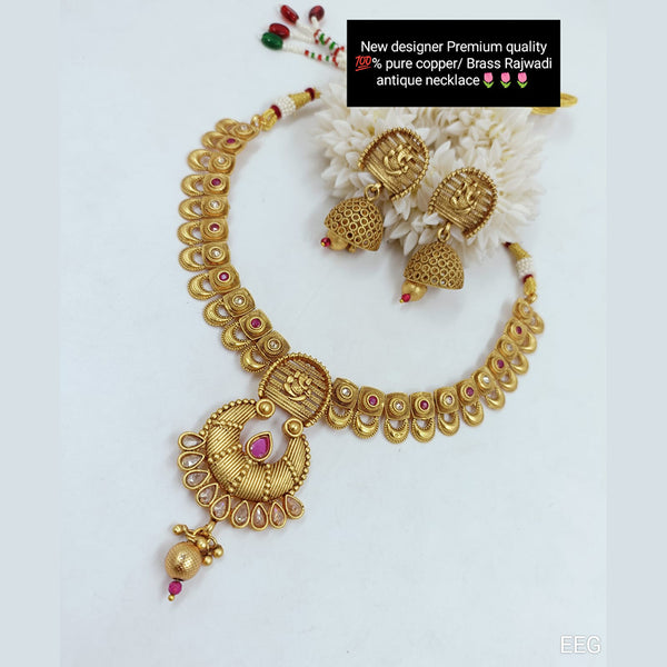 Manisha Jewellery Copper Gold Pota Stone Necklace Set