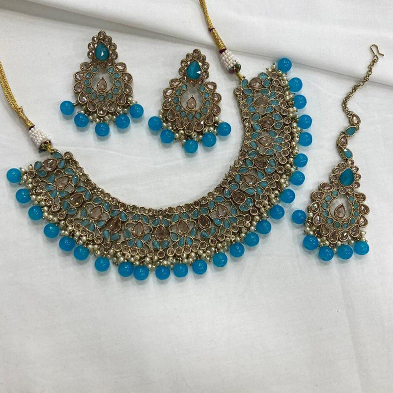 Silver Plated Light Blue Stone Necklace Set, 250 Grams, Size: Free at Rs  4520/set in Bhusawal