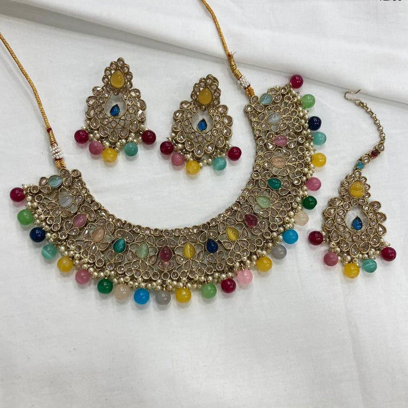 Manisha Jewellery Kundan Stone Gold Plated  Necklace Set