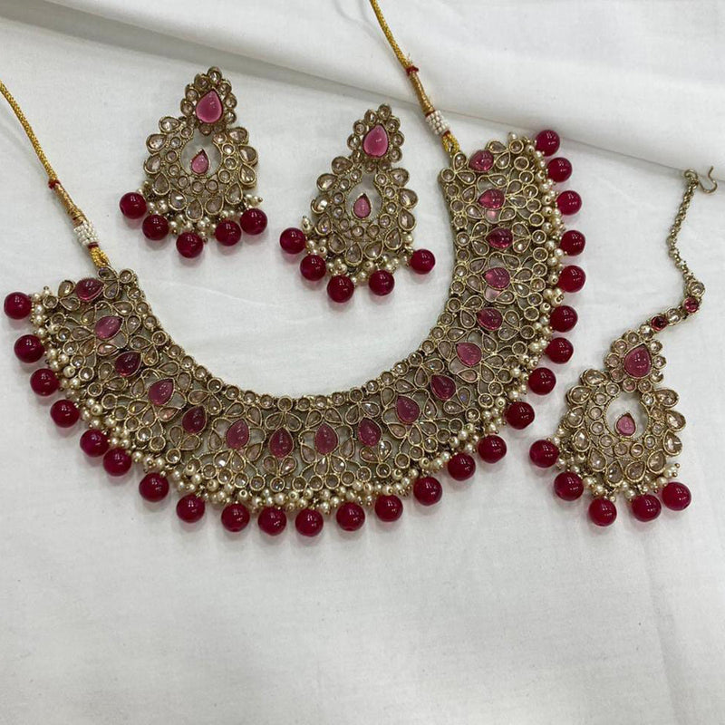 Manisha Jewellery Kundan Stone Gold Plated  Necklace Set