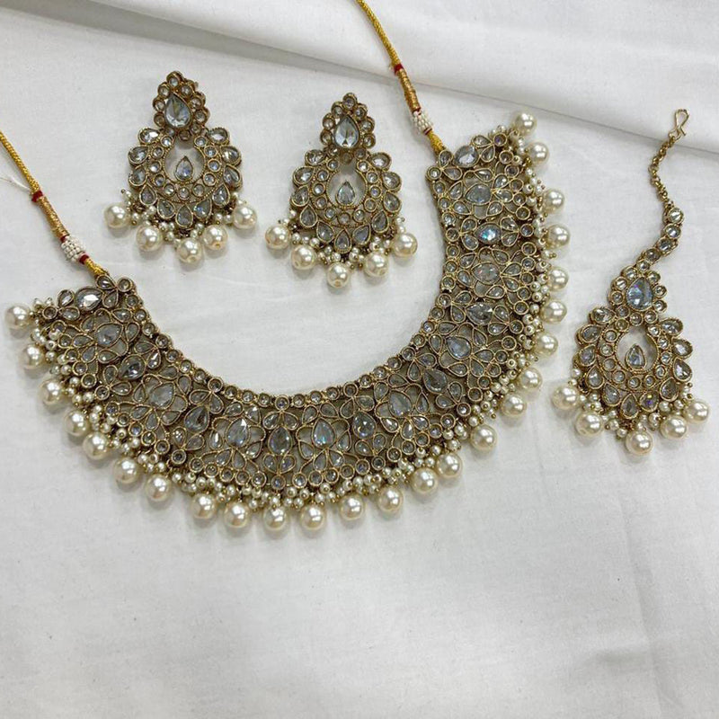 Manisha Jewellery Kundan Stone Gold Plated  Necklace Set