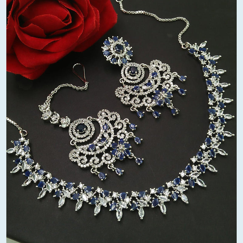 Manisha Jewellery Silver Plated AD Stone Necklace Set