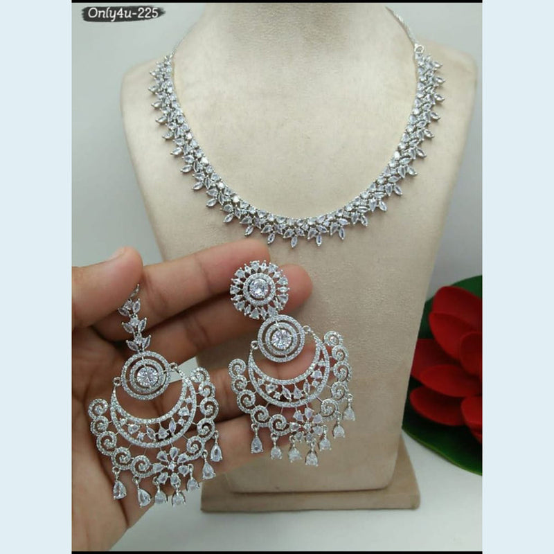 Manisha Jewellery Silver Plated AD Stone Necklace Set