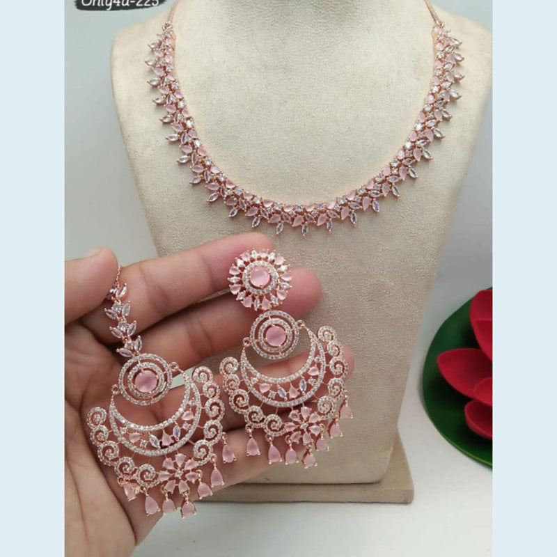 Manisha Jewellery Rose Gold Plated AD Stone Necklace Set