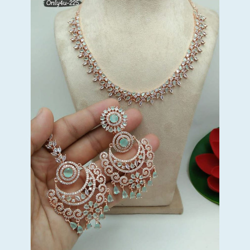 Manisha Jewellery Rose Gold Plated AD Stone Necklace Set