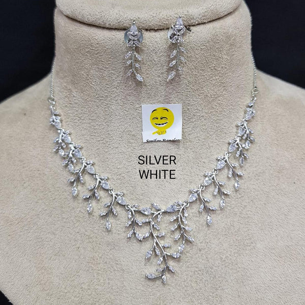 Manisha Jewellery Silver Plated AD Stone Necklace Set