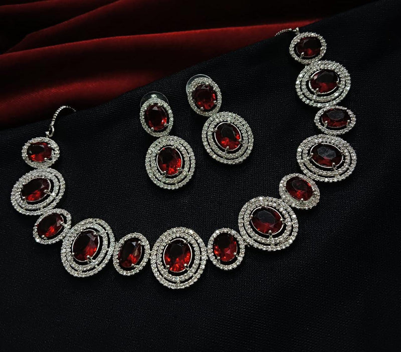 Manisha Jewellery Silver Plated AD Stone Necklace Set