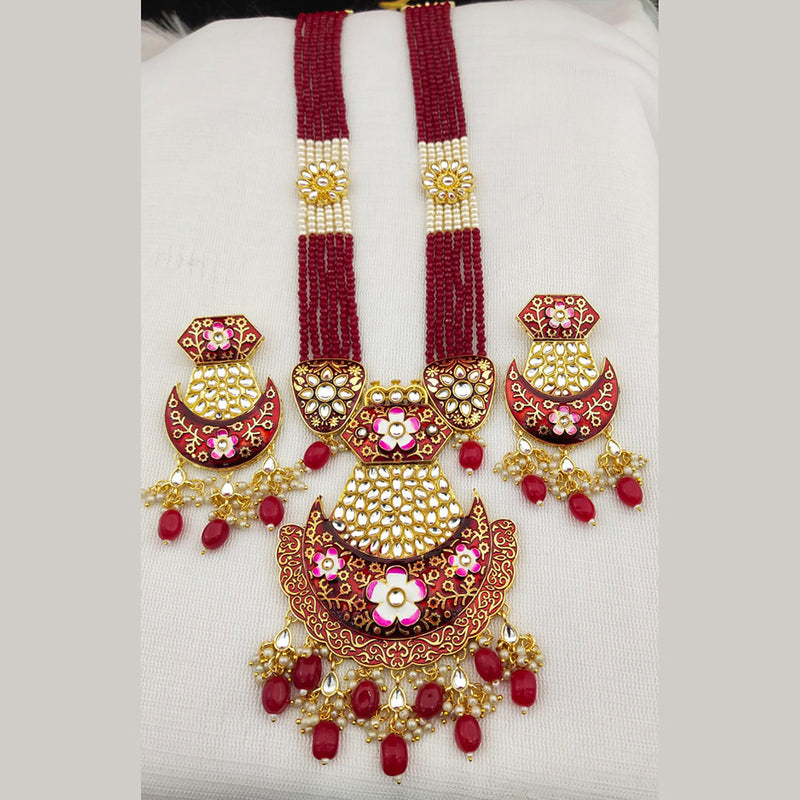 Manisha Jewellery Gold Plated Meenakari Long Necklace Set