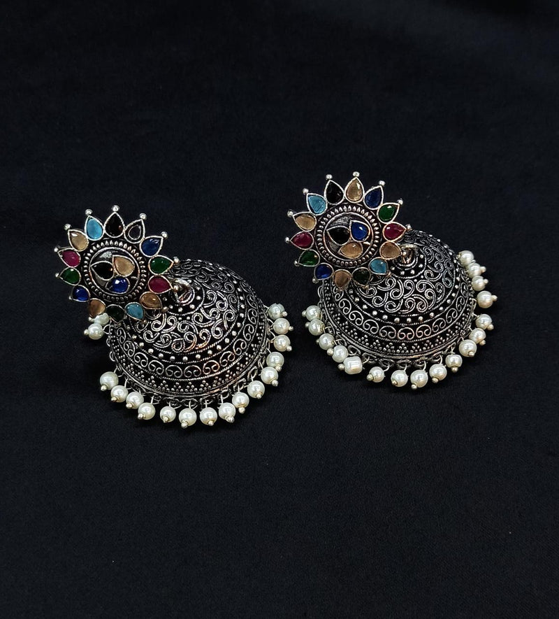 Manisha Jewellery Oxidised Plated Jhumki Earrings