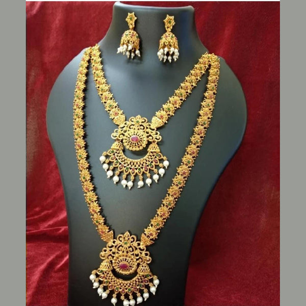 Manisha Jewellery Gold Plated Double Necklace Set