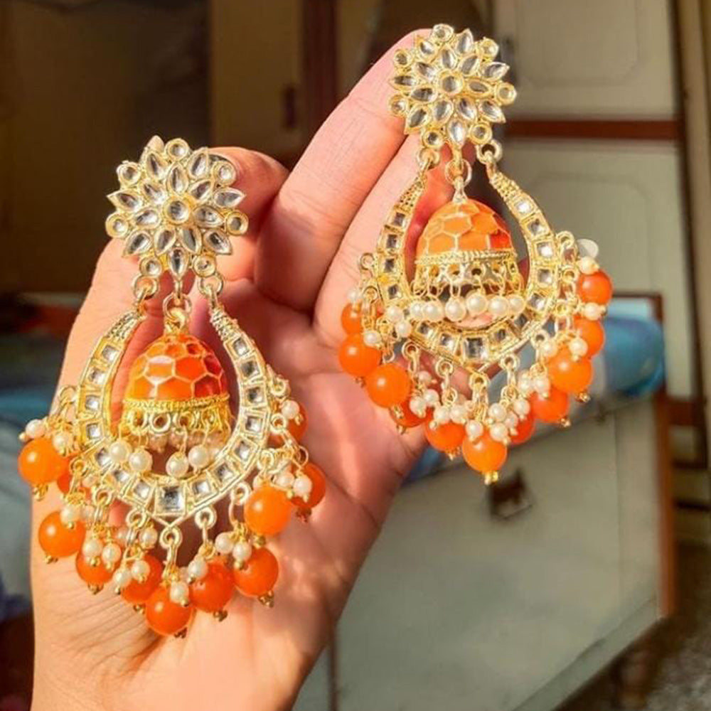Indian Jewellery, Orange Earrings and Tikka Set, Maang Tikka, Mirror Work  Earrings, Jhumka Earrings and Tikka, Punjabi Earrings - Etsy