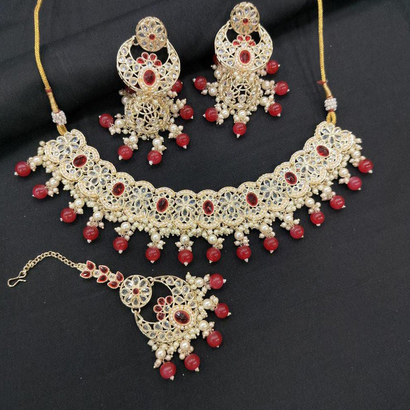 Manisha Jewellery Gold Plated Crystal Stone Necklace Set