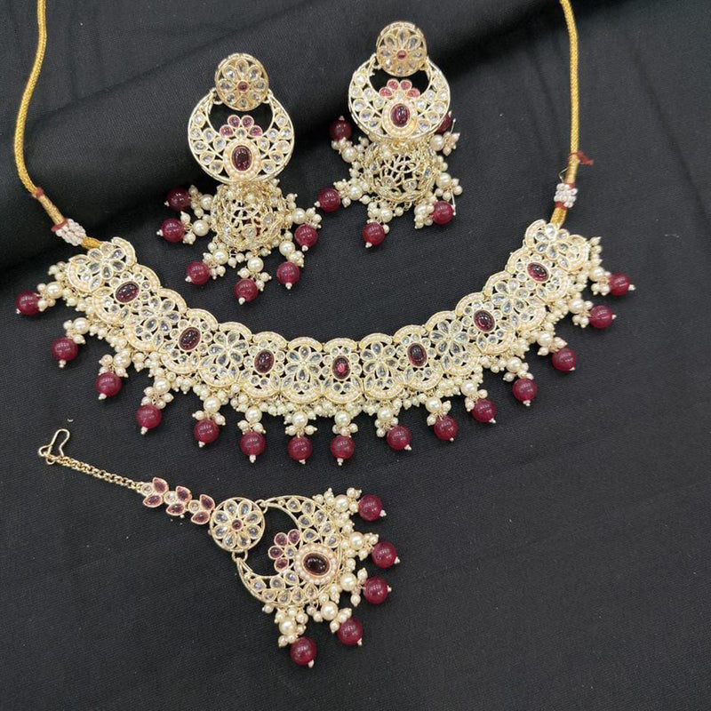 Manisha Jewellery Gold Plated Crystal Stone Necklace Set