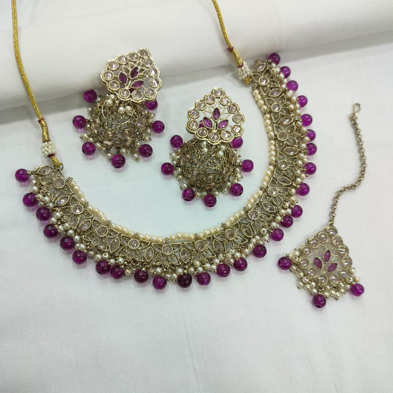 Manisha Jewellery Gold Plated Crystal Stone Necklace Set