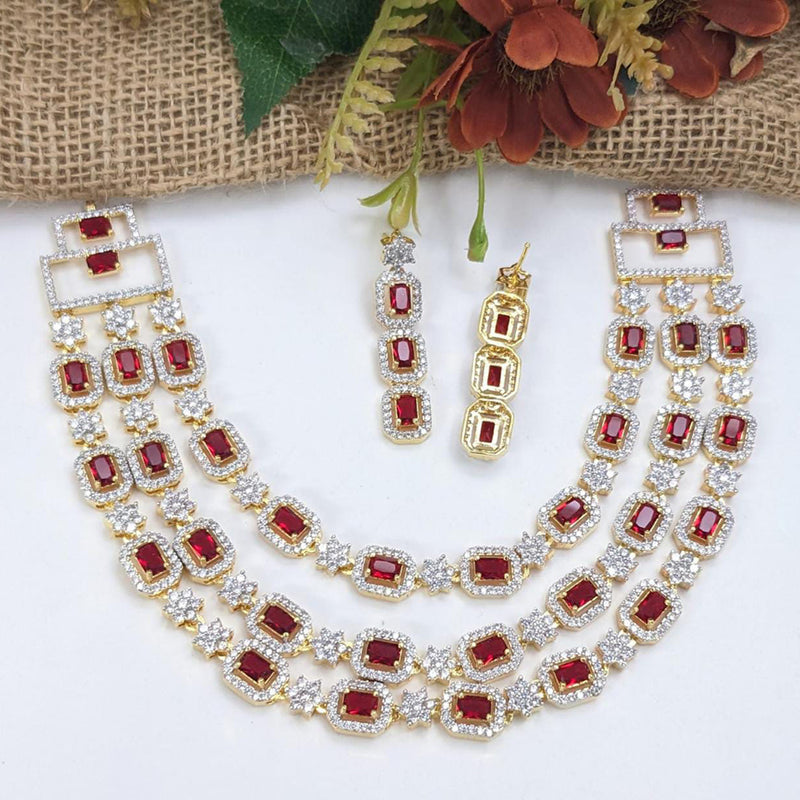 Manisha Jewellery Gold Plated AD Stone Necklace Set