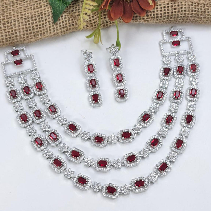 Manisha Jewellery Silver Plated AD Stone Necklace Set