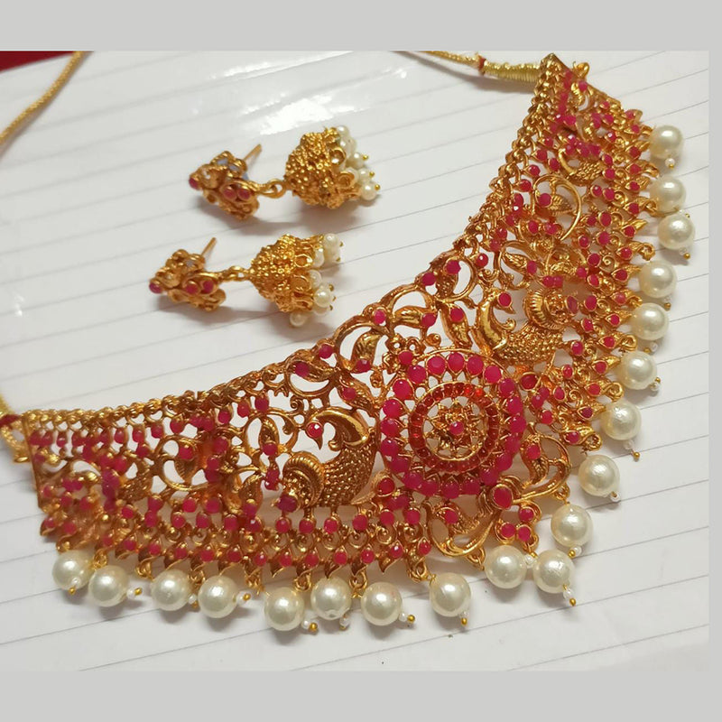 Manisha Jewellery Gold Plated Pota Stone Necklace Set