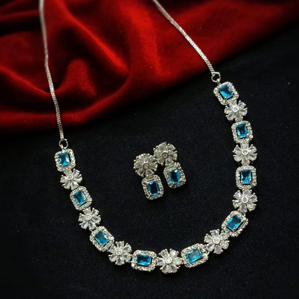 Manisha Jewellery Silver Plated AD Stone Necklace Set