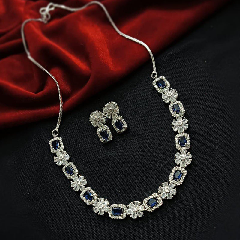 Manisha Jewellery Silver Plated AD Stone Necklace Set