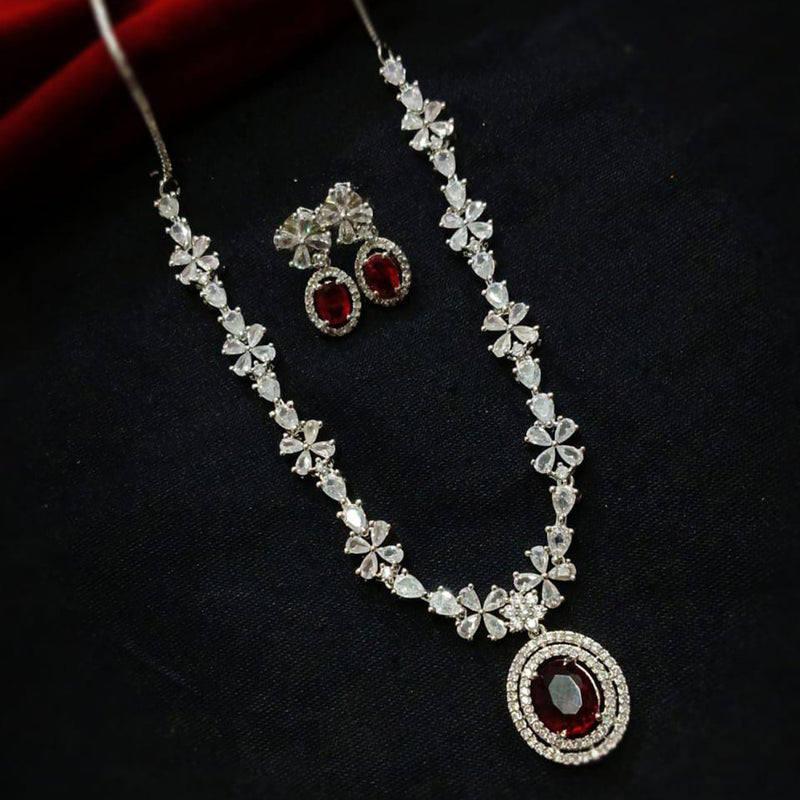 Manisha Jewellery Silver Plated AD Stone Necklace Set