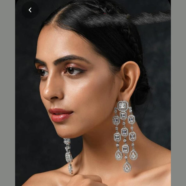 Manisha Jewellery Silver Plated AD Stone Dangler Earrings