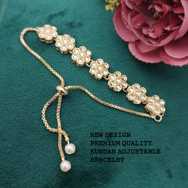 Manisha Jewellery Rose Gold Plated Kundan Stone Adjustable Bracelet