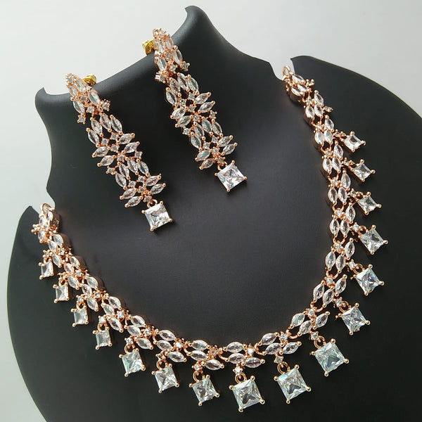 Manisha Jewellery Rose Gold Plated Crystal Stone Necklace Set