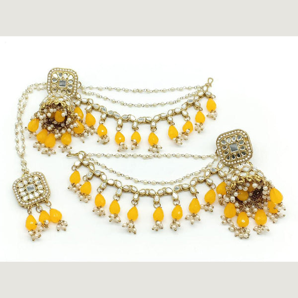 Manisha Jewellery Gold Plated Mirror Kanchain Earrings With Mangtikka