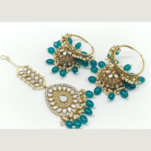 Manisha Jewellery Gold Plated Jhumki Earrings With Mangtikka