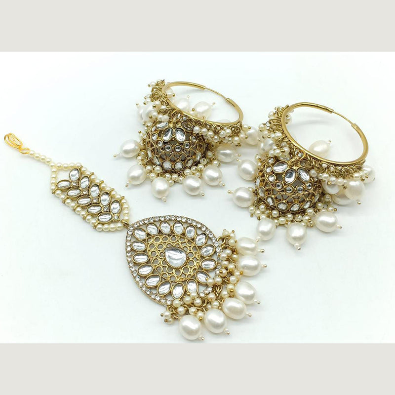 Manisha Jewellery Gold Plated Jhumki Earrings With Mangtikka