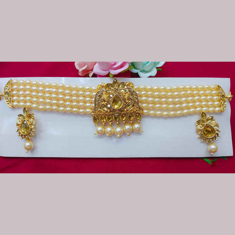 Manisha Jewellery Gold Plated Pearls Choker Necklace Set