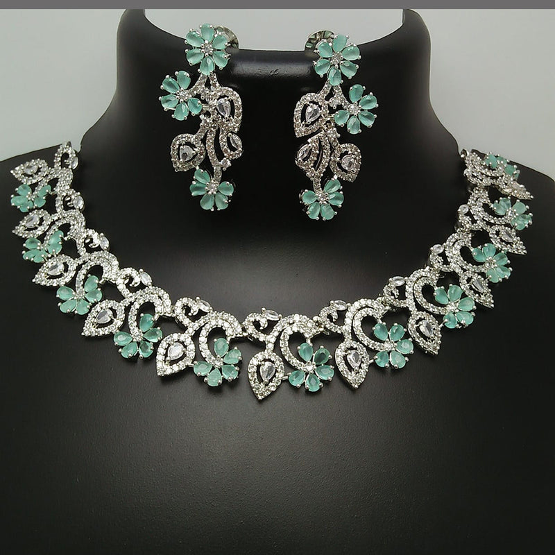 Manisha Jewellery Silver Plated AD Stone Necklace Set