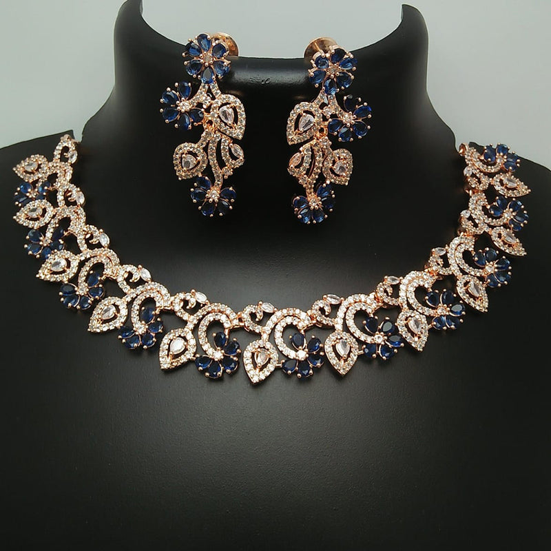 Manisha Jewellery Rose Gold Plated AD Stone Necklace Set