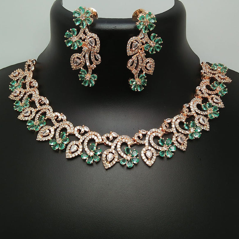 Manisha Jewellery Rose Gold Plated AD Stone Necklace Set