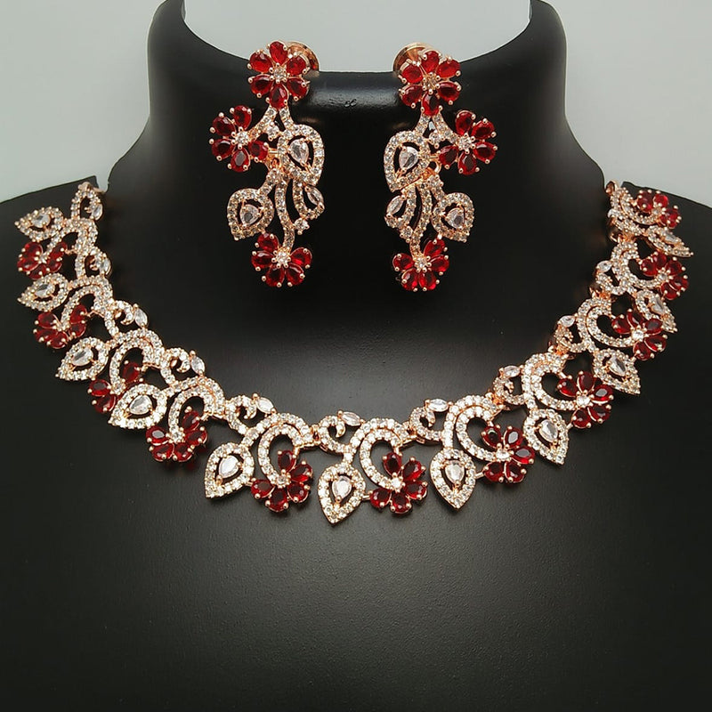 Manisha Jewellery Rose Gold Plated AD Stone Necklace Set