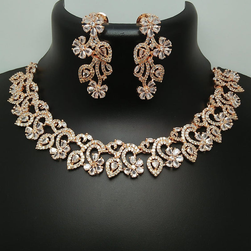 Manisha Jewellery Rose Gold Plated AD Stone Necklace Set